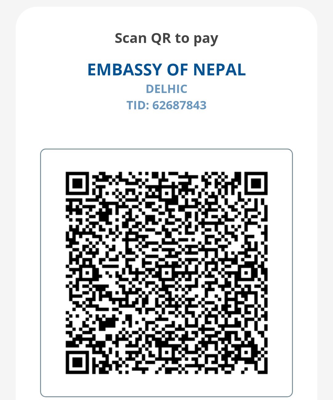 Payment QR Code New Delhi India Embassy Of Nepal